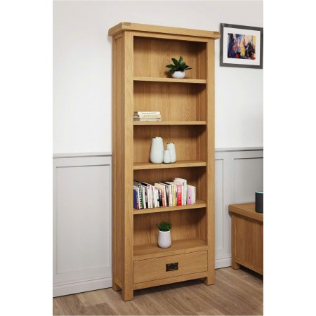 Rustic Oak - 60cm : Kệ Sách Gỗ Sồi 5 Tầng + 1 Ngăn Kéo